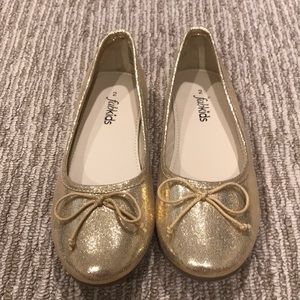 Fabkids gold girls ballet flat dress shoes size 2